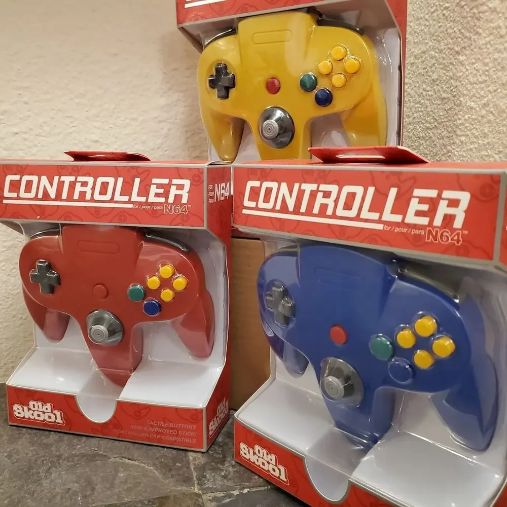 3 N64 Controllers - 3 Colors Bundle (NEW) - Red, Blue, Yellow - Nintendo64